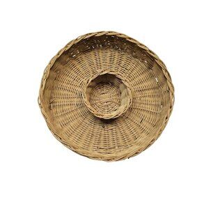 Handcrafted Wicker Chip Dip Basket Set 10.5" Round Serving Platters for Parties